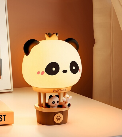 Panda Nachtlampje Luchtballon – Siliconen Bedlampje voor Kinderkamer – Drie Standen Dimbaar & Oplaadbaar