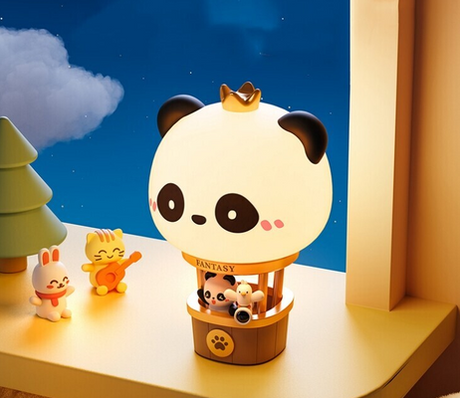 Panda Nachtlampje Luchtballon – Siliconen Bedlampje voor Kinderkamer – Drie Standen Dimbaar & Oplaadbaar