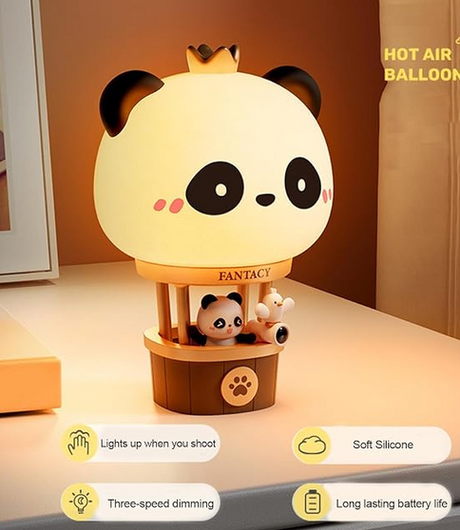 Panda Nachtlampje Luchtballon – Siliconen Bedlampje voor Kinderkamer – Drie Standen Dimbaar & Oplaadbaar