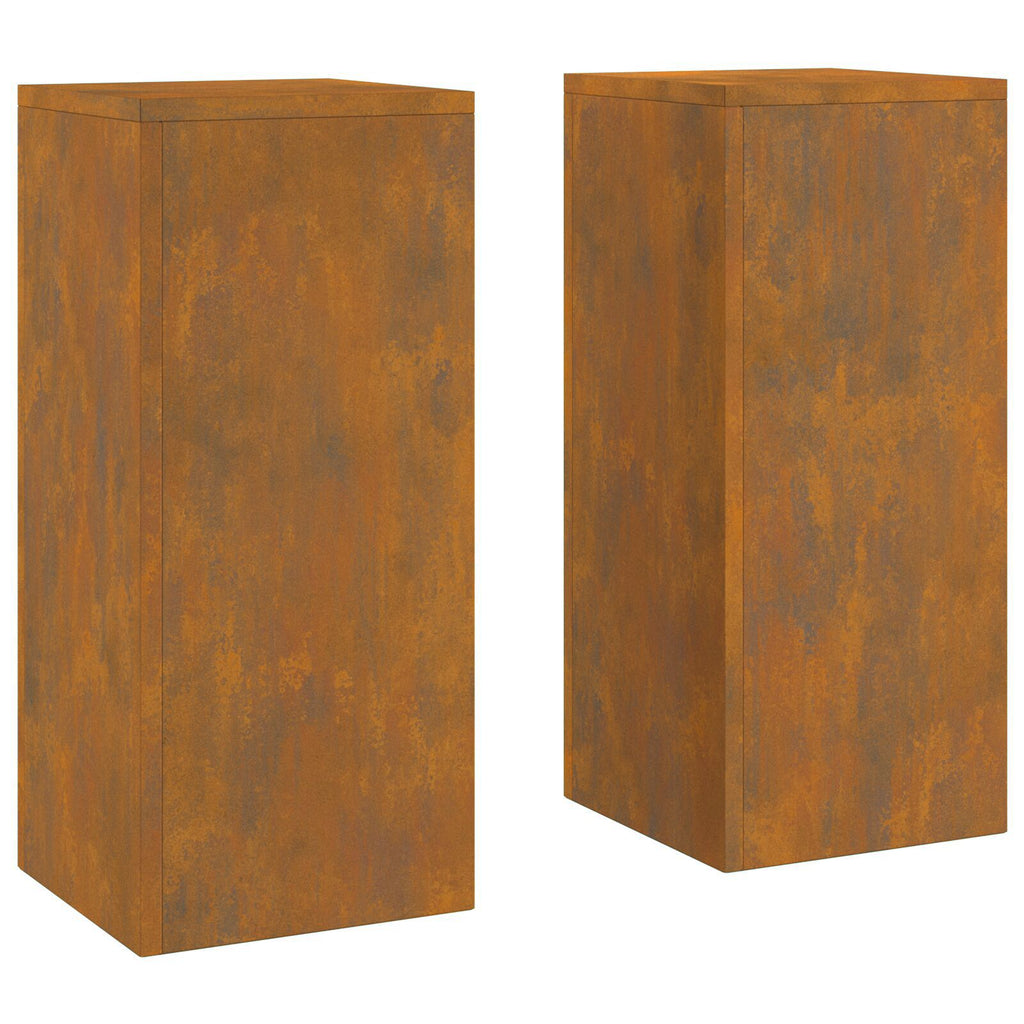 Plantenstandaards 2 st pilaar 24x24x55 cm cortenstaal