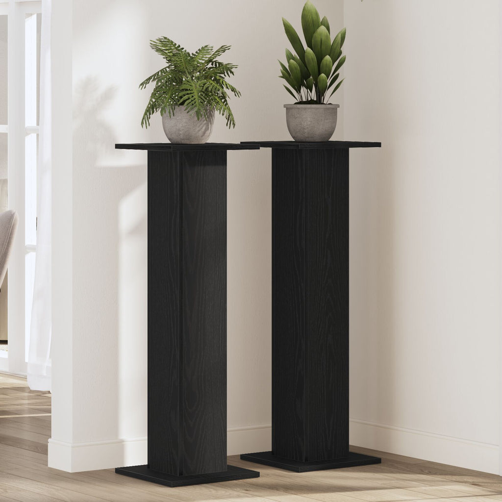 Plantenstandaards 2 st 30x30x95 cm bewerkt hout zwart eiken