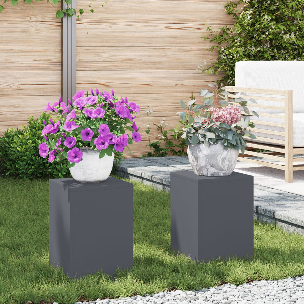 Plantenstandaards 2 st pilaar 24x24x35 cm staal antraciet