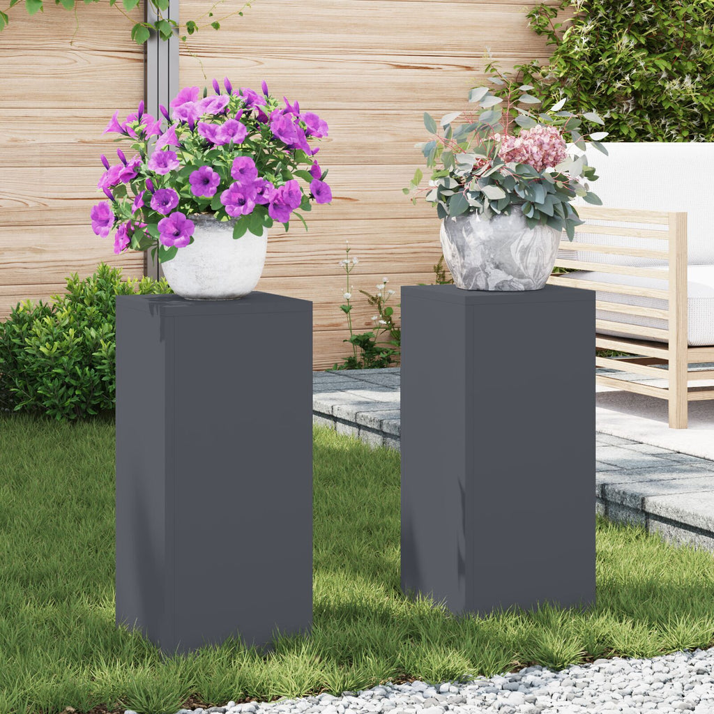 Plantenstandaards 2 st pilaar 24x24x55 cm staal antracietkleur