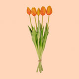 Vase Jessie Bow + 10X Real Touch Tulips Orange