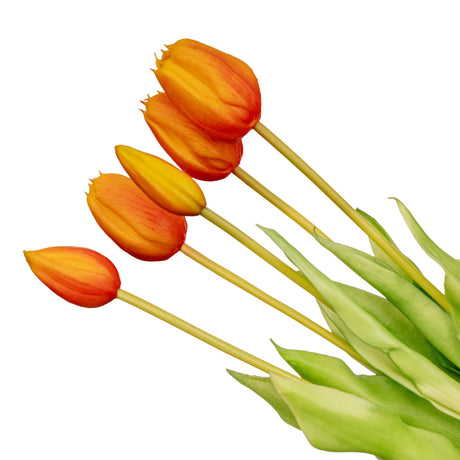 Vase Jessie Bow + 10X Real Touch Tulips Orange