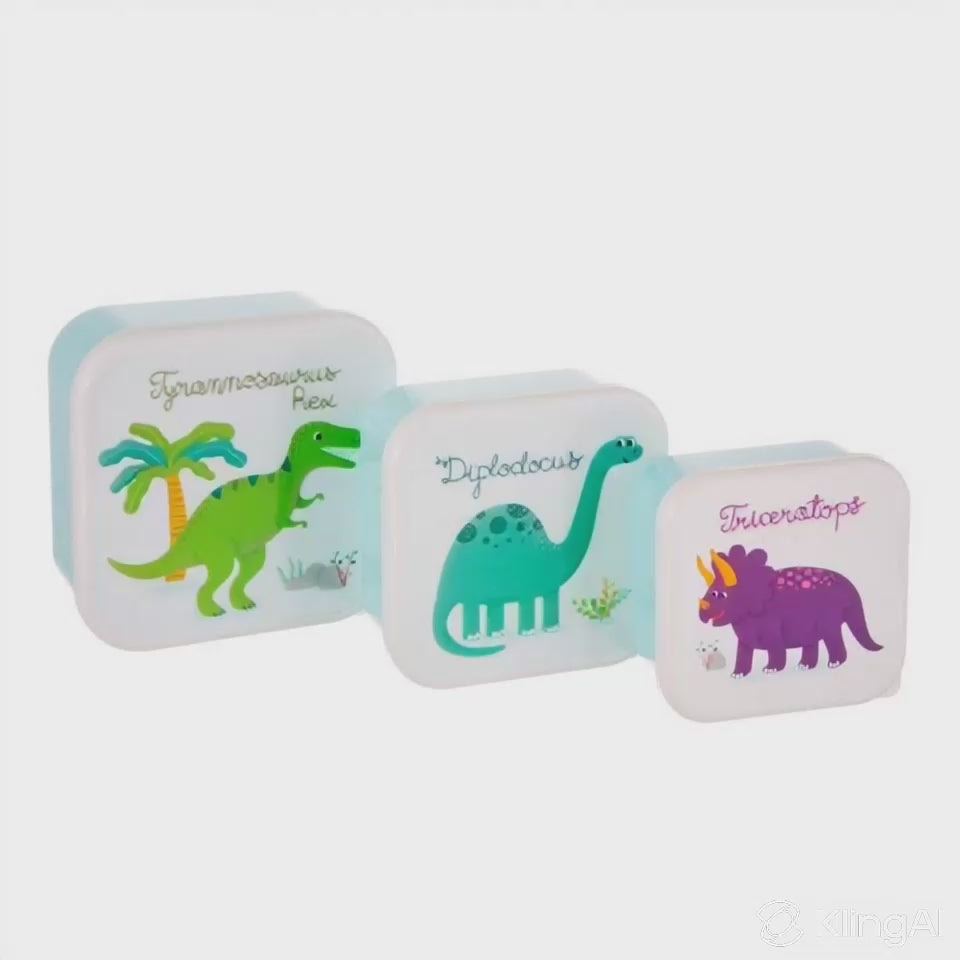Set van 3 Roarsome Dinosaurus lunchboxen - Sass & Belle - Stoer en lief - Ook leuk als Cadeau