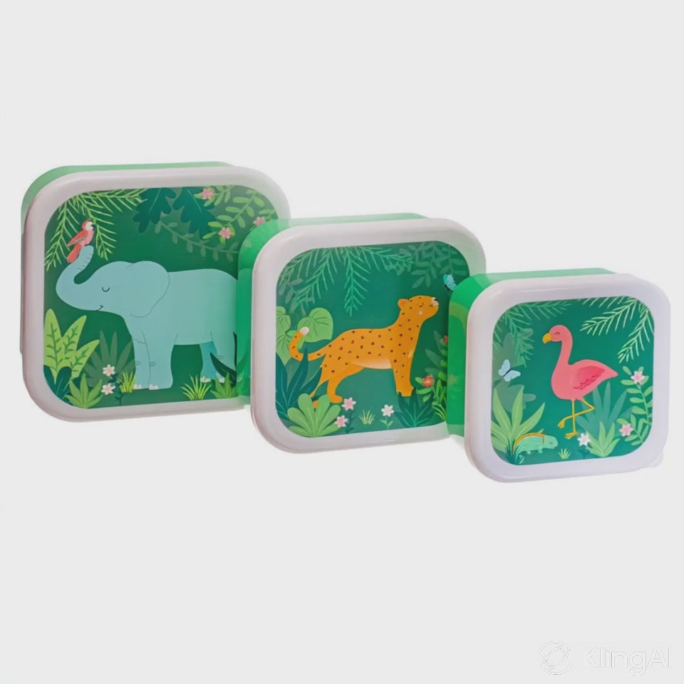 Jungle Friends lunchboxen - set van 3 boxjes - Sass & Belle - Elk kind wordt er vrolijk van