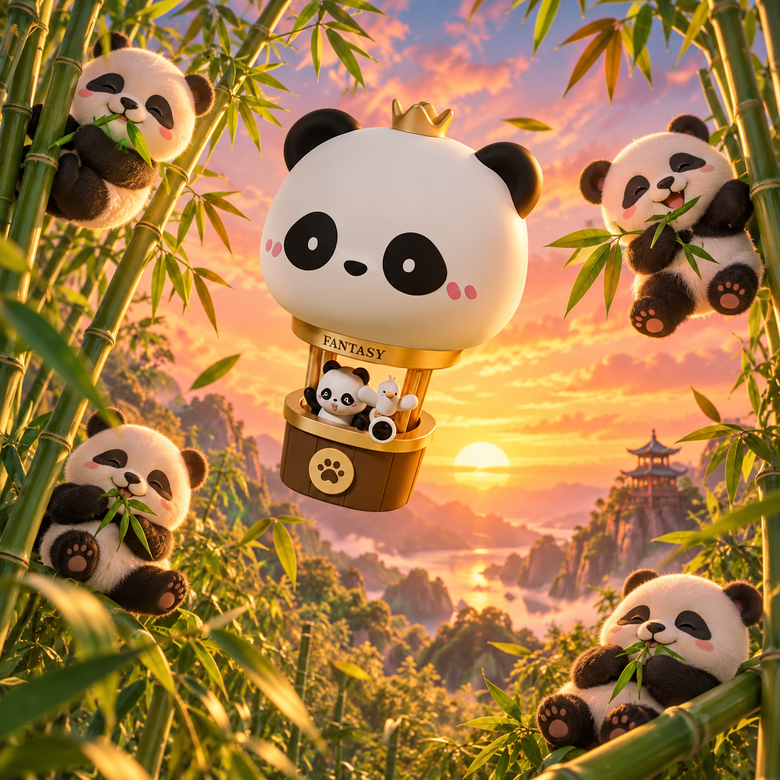 Panda Nachtlampje Luchtballon – Siliconen Bedlampje voor Kinderkamer – Drie Standen Dimbaar & Oplaadbaar