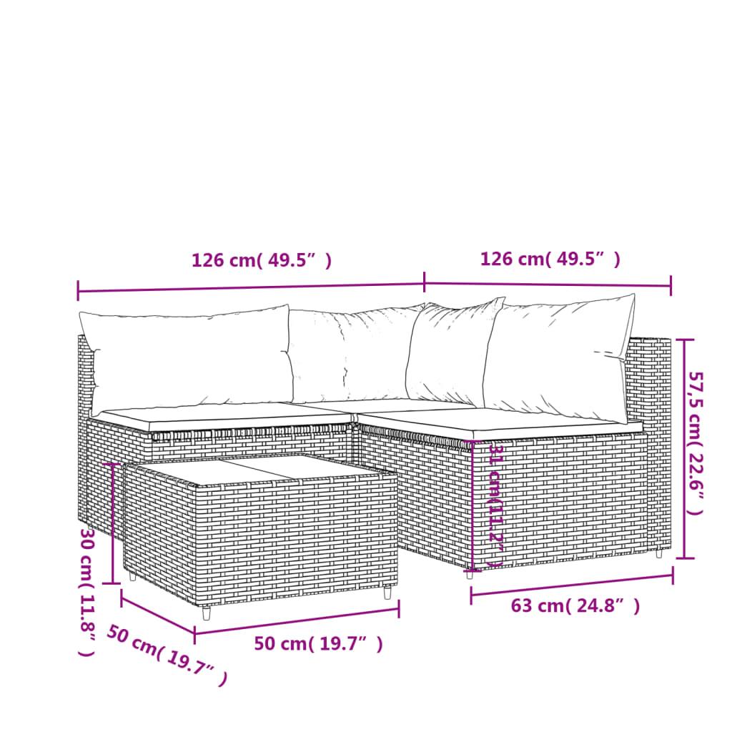 4-Delige Loungeset Met Kussens Poly Rattan Grijs - wehebbenallesinhuis.nl